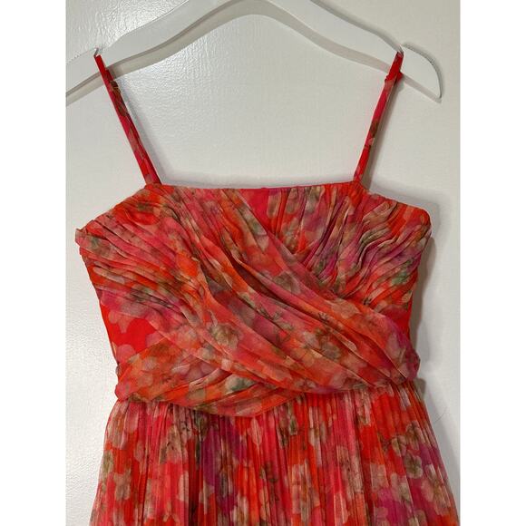 Hutch Women's Quinn Pleated Midi Cocktail Dress Mixed Pink Bouquet Size 2 NWT - Picture 3 of 15